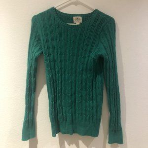 St Johns Bay Green Cable Knit Pullover Sweater